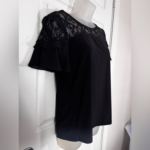 Anne Klein Black Blouse with Lace Detail - Picture 2 of 6